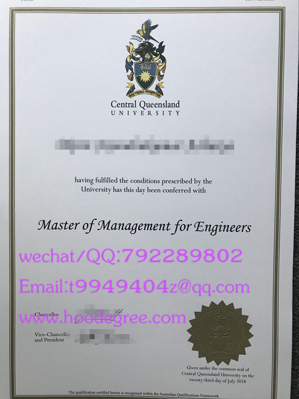 central queensland university degree certificate中央昆士兰大学学位证书