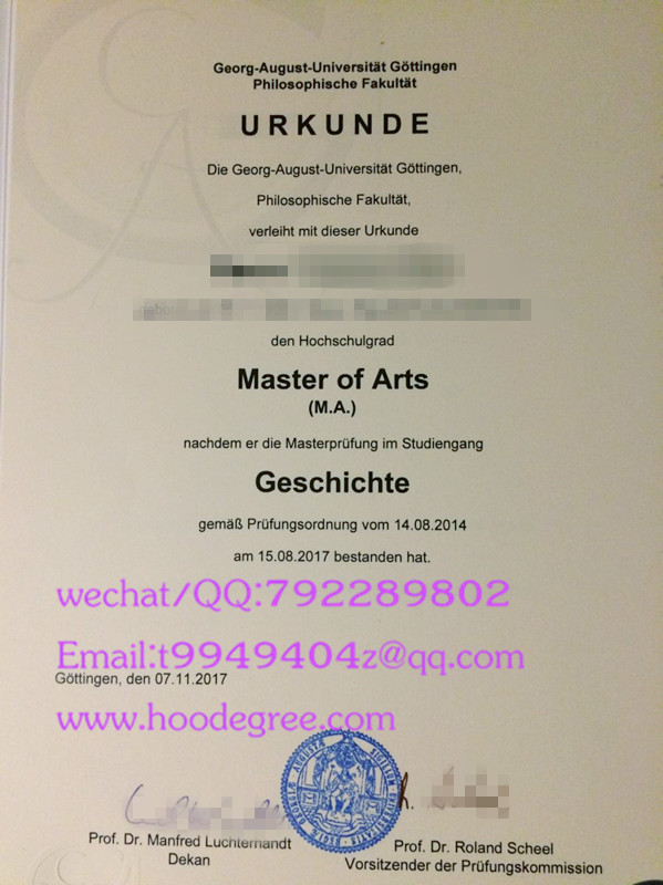 乔治-奥古斯都-哥廷根大学毕业证和成绩单Georg-August-University of Göttingen degree certificate