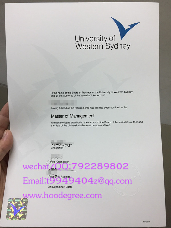 澳大利亚西悉尼大学毕业证university of western sydney degree certificate