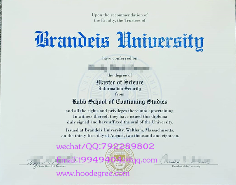 美国布兰迪斯大学硕士学位Brandeis University degree certificate
