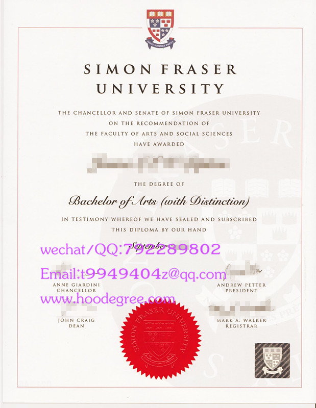 加拿大西蒙弗雷泽大学毕业证simon fraser university degree certificate