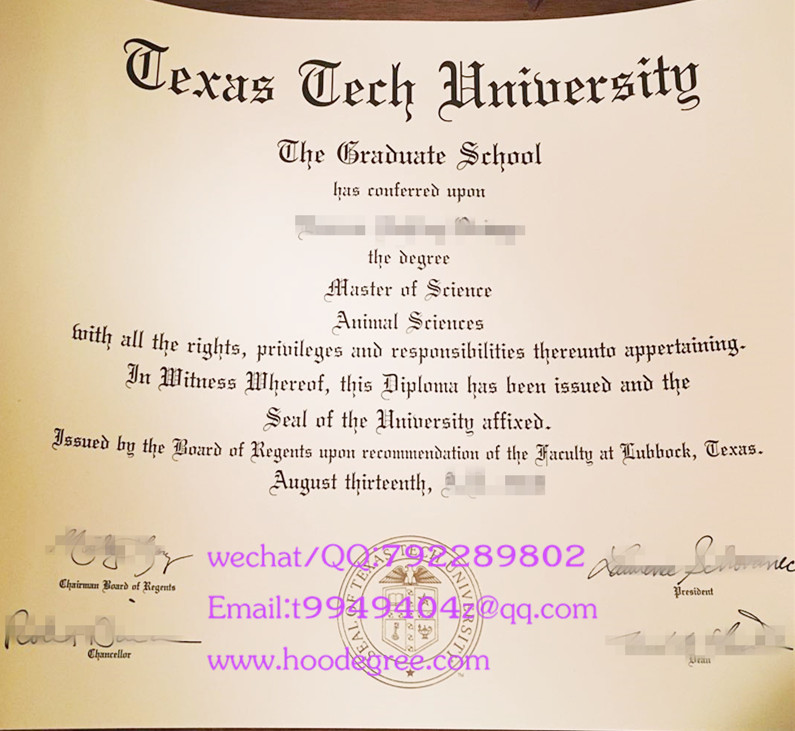 美国得克萨斯理工大学毕业证Texas Tech University degree certificate