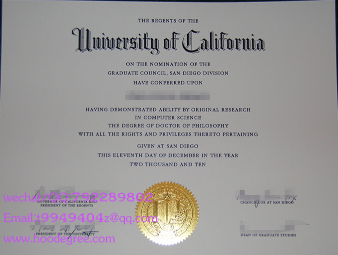 加州大学圣地亚哥分校毕业证University of California San Diego （ UCSD）degree certificate