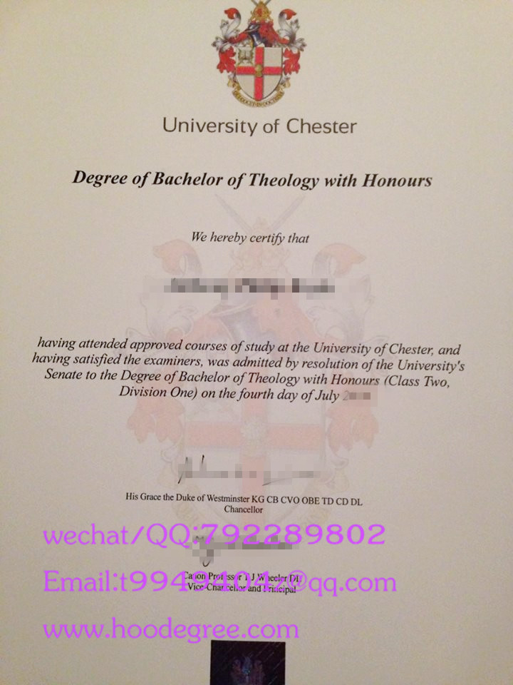 university of chester degree certificate英国切斯特大学毕业证书