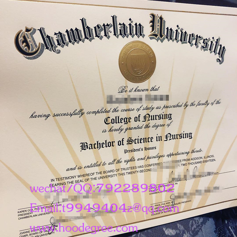 Chamberlain University degree certificate