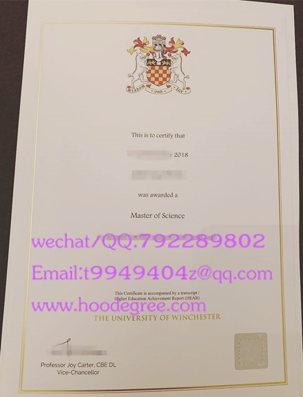the university of winchester degree certificate温切斯特大学毕业证书