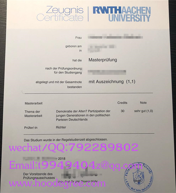 RWTH Aachen University zeugnis certificate亚琛工业大学毕业证书