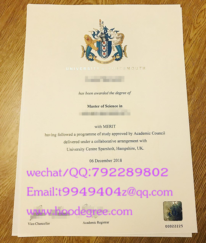 university ofportmouth graduation certificate朴茨茅斯大学毕业证书