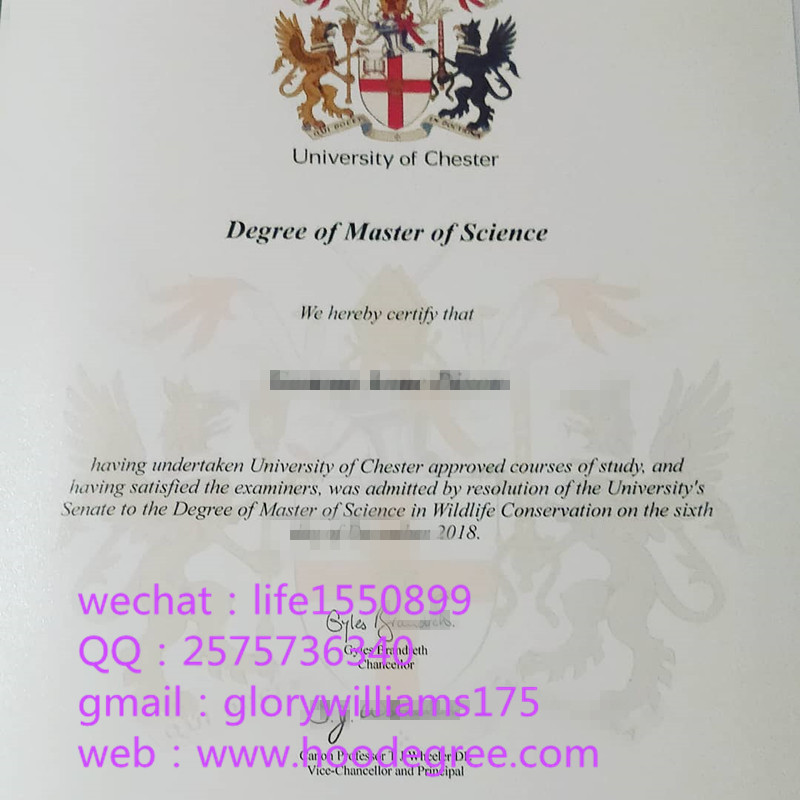 diploma from University of Chester切斯特大学毕业证
