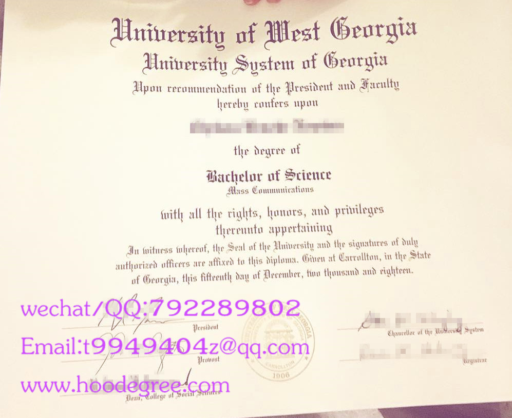 University of West Georgia degree certificate西乔治亚州立大学毕业证书