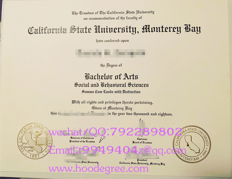 california state university,monterey bay graduation certificate加州州立大学蒙特利湾分校毕业证书