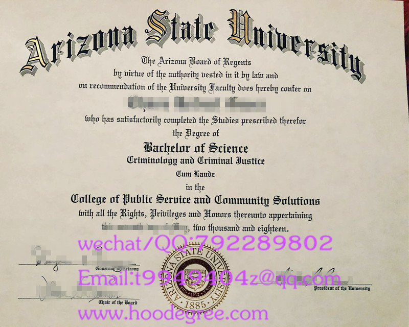 Arizona State University graduation certificate亚利桑那州立大学毕业证