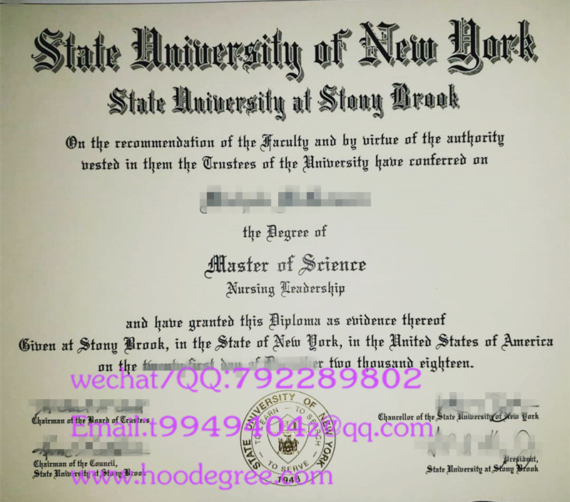 Stony Brook University degree certificate纽约州立大学石溪分校毕业证书