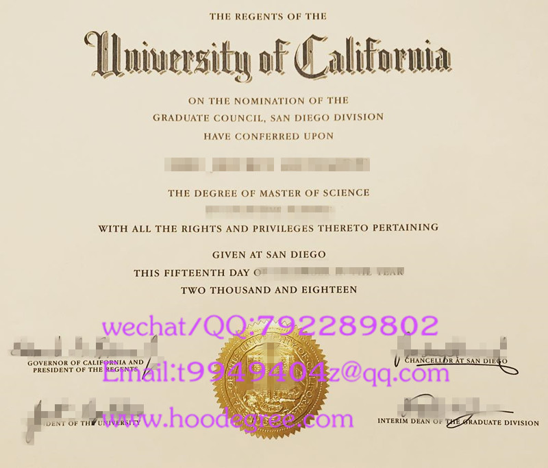 university of california graduation certificate加州大学圣地亚哥分校毕业证书