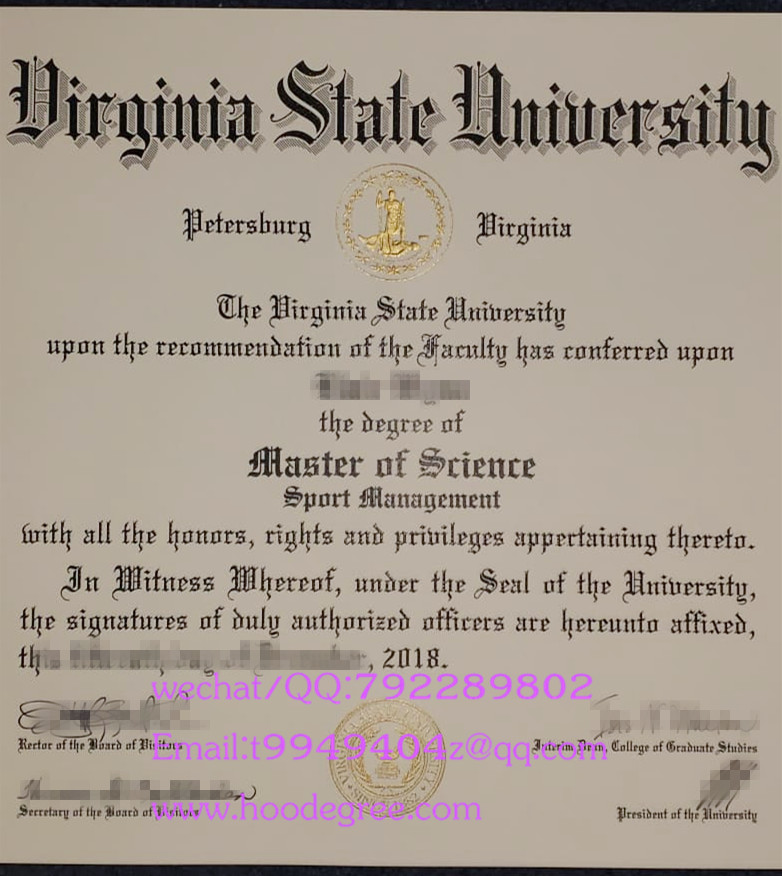 Virginia State university degree certificate弗吉尼亚州立大学毕业证