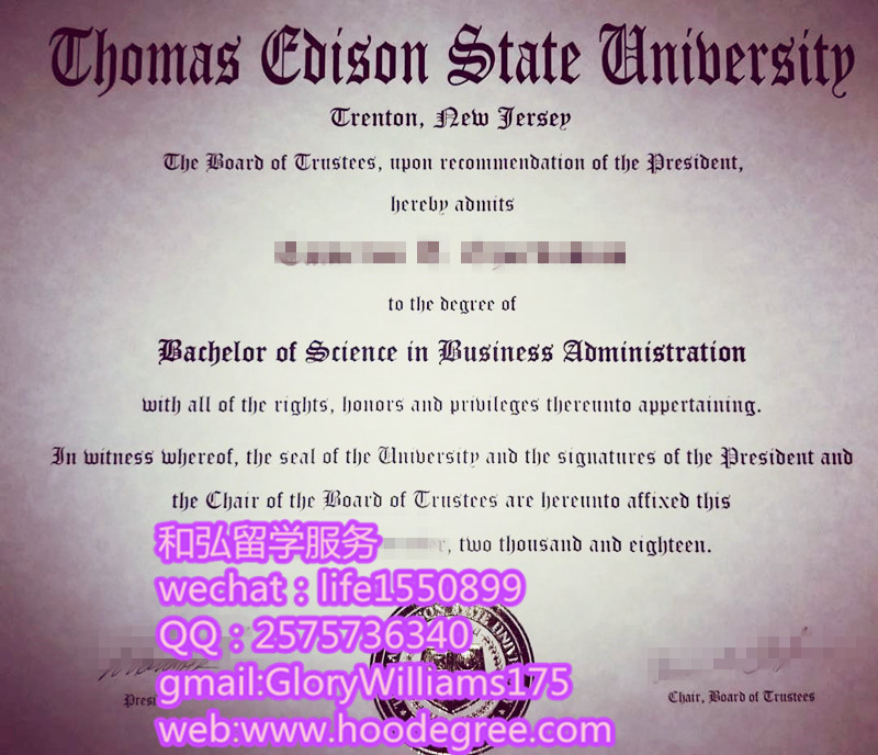 Thomas Edison State University degree certificate托马斯爱迪生州立大学毕业证书