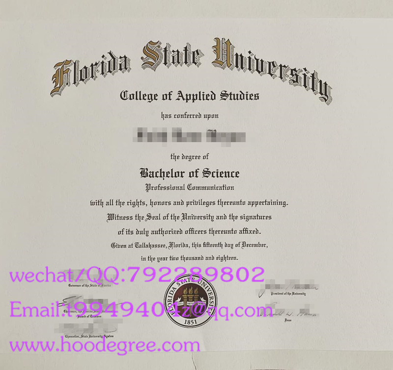 Florida State University degree certificate佛罗里达州立大学毕业证书