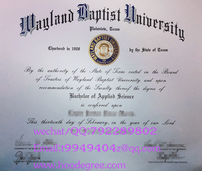 Wayland Baptist university degree certificate韦兰浸会大学毕业证书