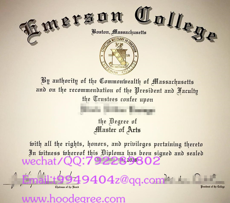 Emerson College degree certificate爱默生学院毕业证书