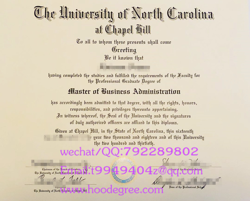 the university of north carolina degree certificate北卡罗来纳大学教堂山分校毕业证书