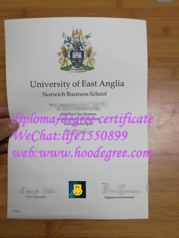 英国东安格里安大学毕业证书certificate of University of East Anglia